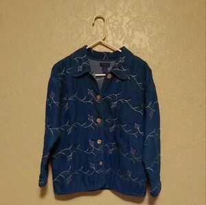 Life Style quilted embroidered denim Jacket Size Large